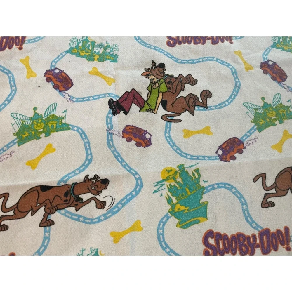 Vintage 90s Scooby Doo Shaggy‎ Fleece Blanket Throw Mystery Machine Made in USA
